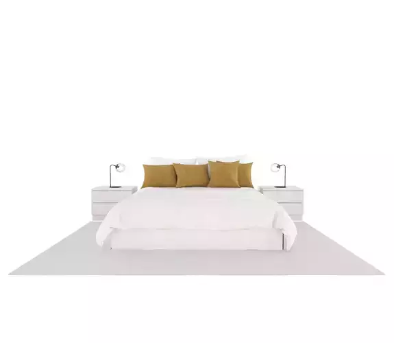 Model Set 09 Bed Bedside Table Modo Desk Lamp Roll and Hill