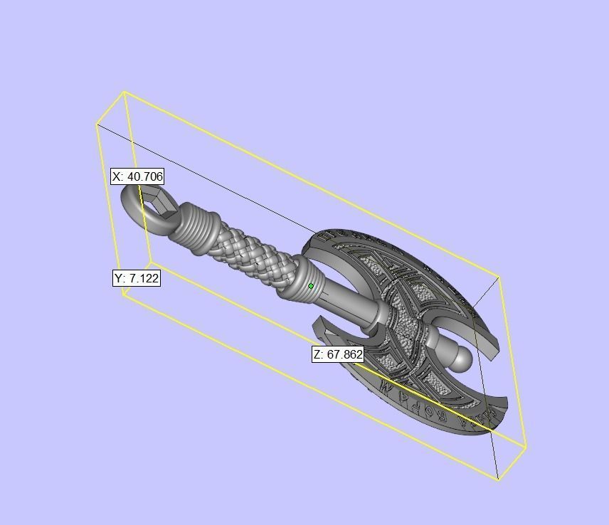 Axe pendant 3D print model_4