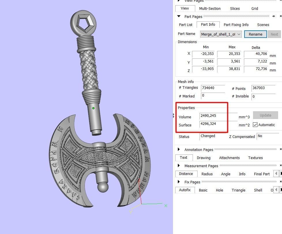 Axe pendant 3D print model_3