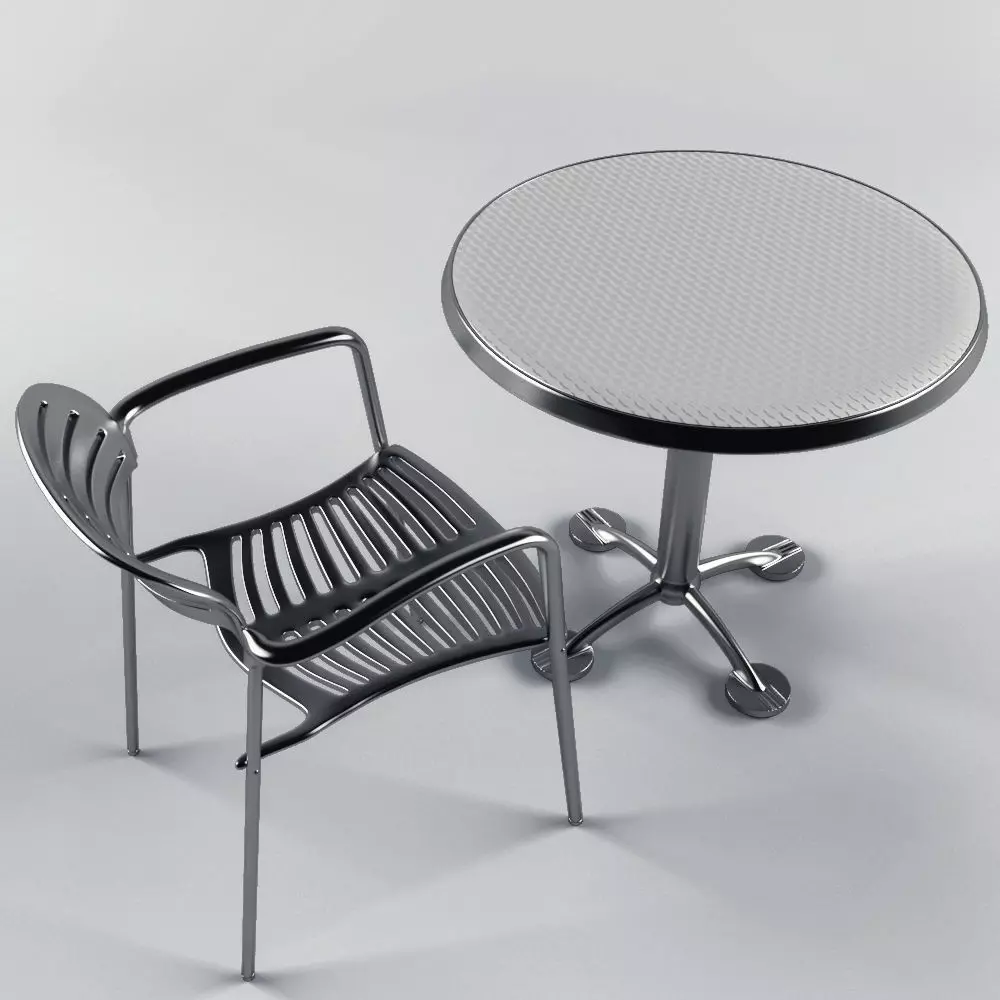 Toledo Stacking Chair and Pensi Table 3D model_0
