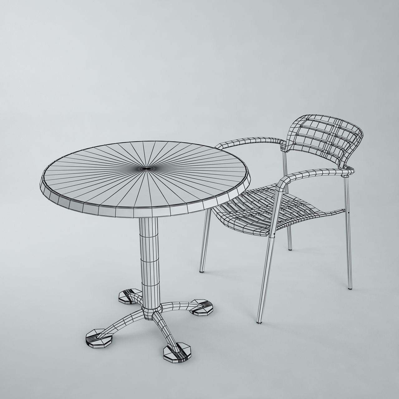 Toledo Stacking Chair and Pensi Table 3D model_4