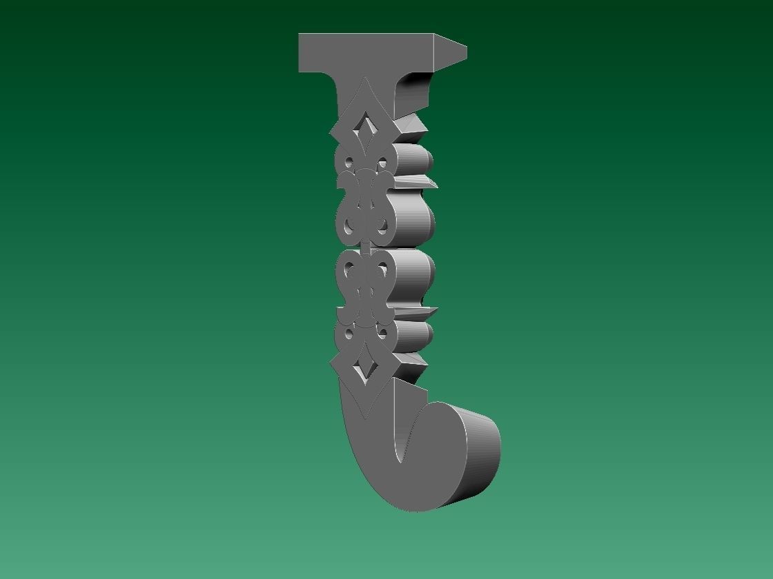 letter J 3D print model_3