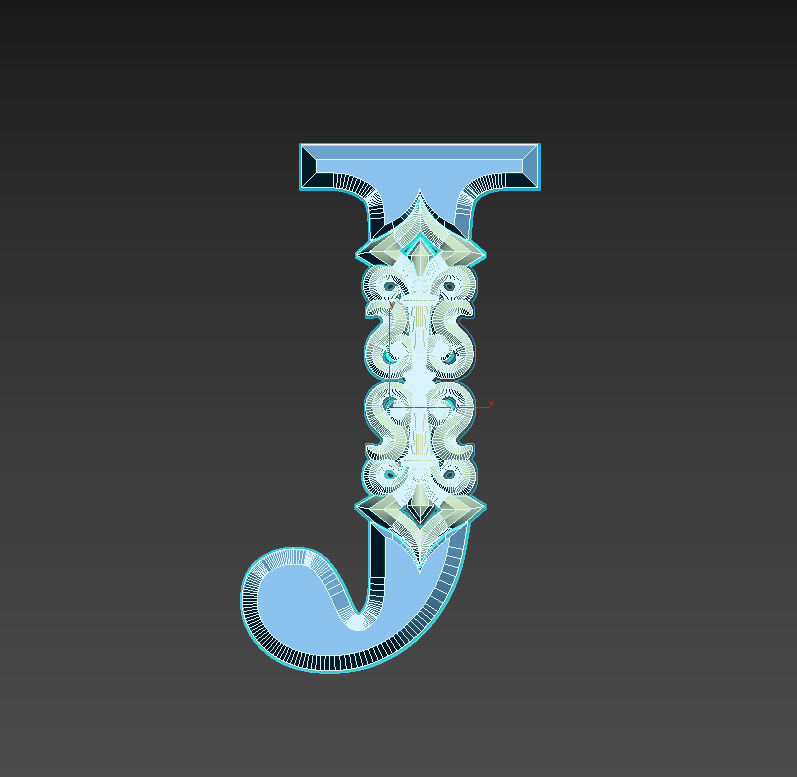letter J 3D print model_4
