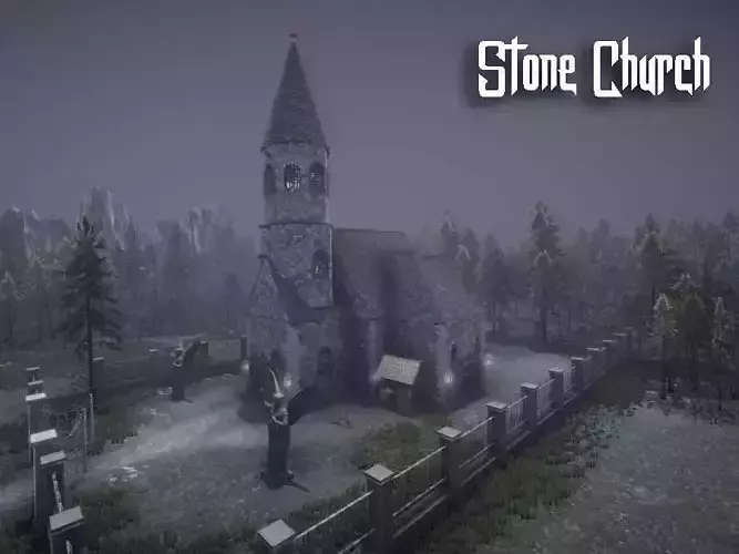 Stone Church Low-poly 3D model