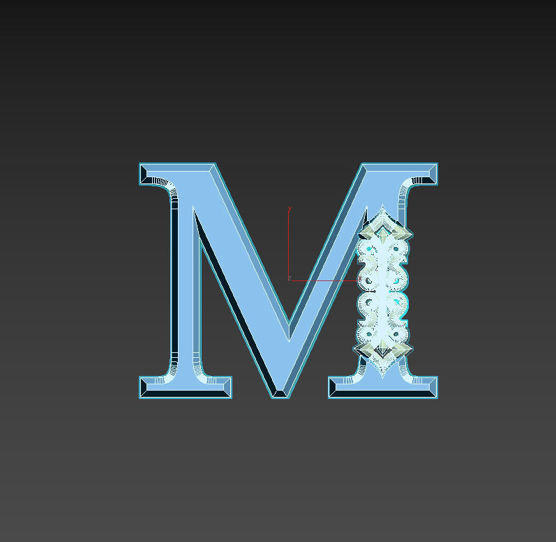 letter M l 3D print model_3