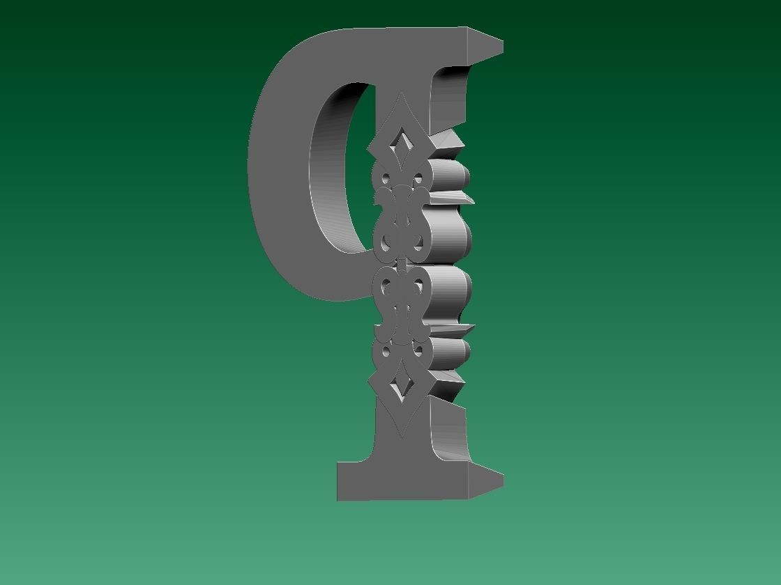 letter P 3D print model_2