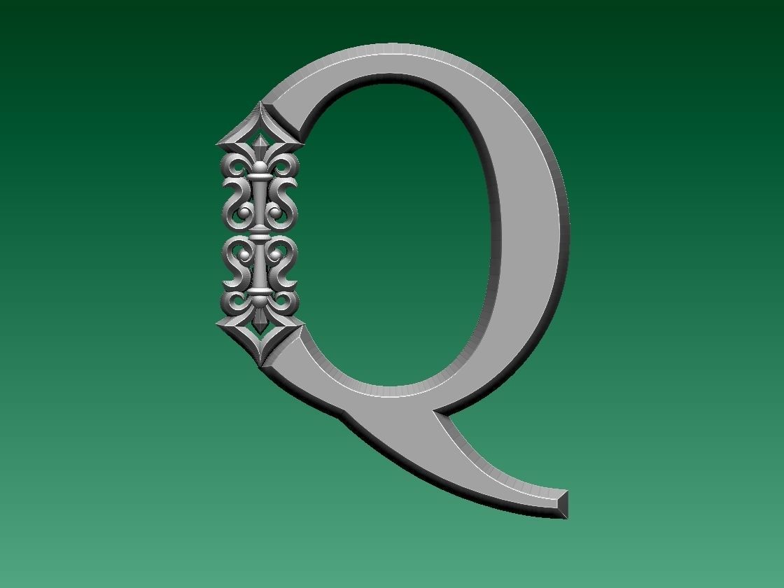 letter Q 3D print model_2