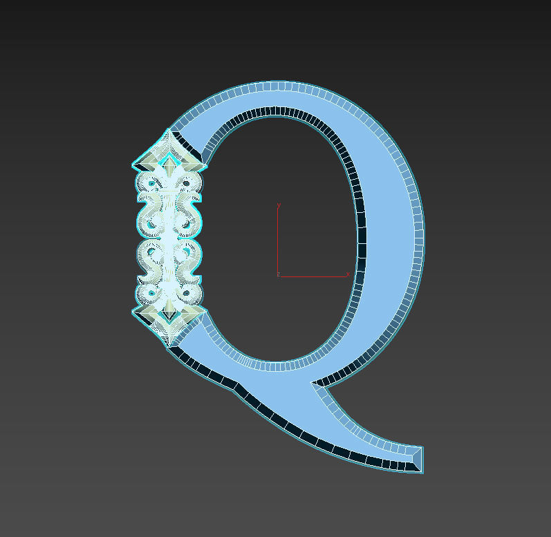 letter Q 3D print model_4
