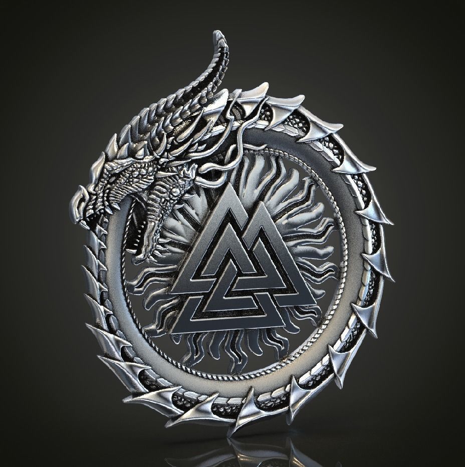 Uroboros viking dragon 3D print model_1