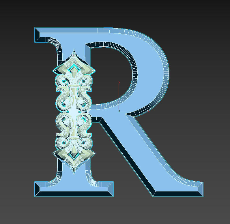 letter R 3D print model_4