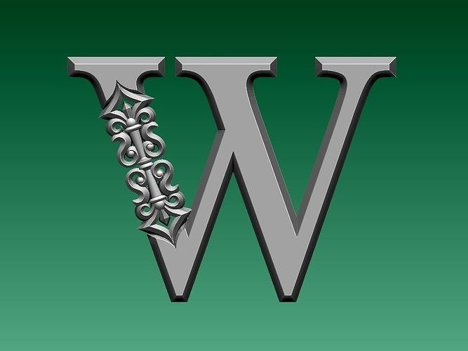 letter W stainless steel door 3D print model