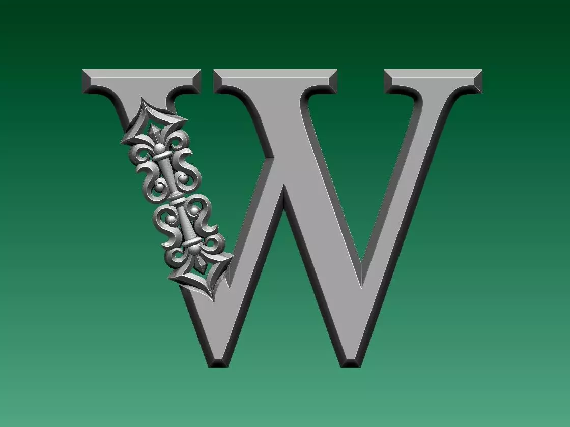 letter W stainless steel door 3D print model_0