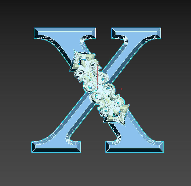 letter X 3D print model_4
