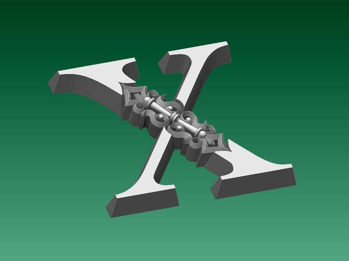 letter X 3D print model_1