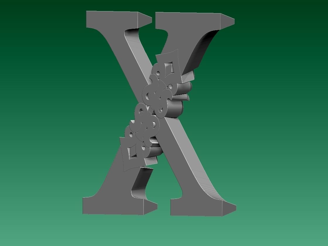 letter X 3D print model_2