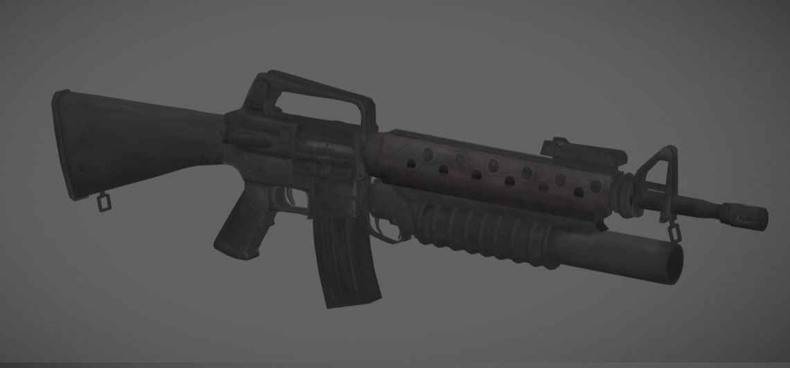 Colt M16A1 with m203 granade launcher I M16 Low-poly 3D model_1