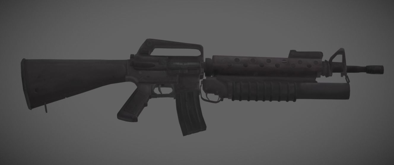 Colt M16A1 with m203 granade launcher I M16 Low-poly 3D model_3