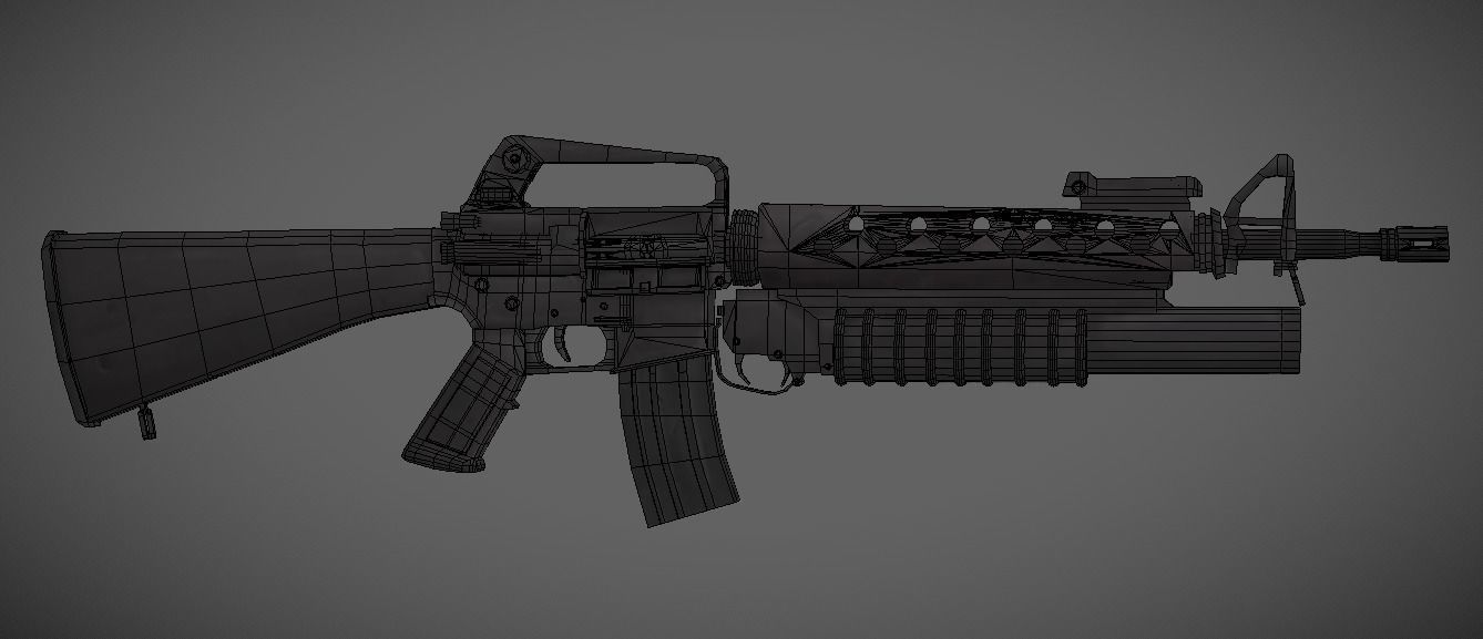 Colt M16A1 with m203 granade launcher I M16 Low-poly 3D model_5