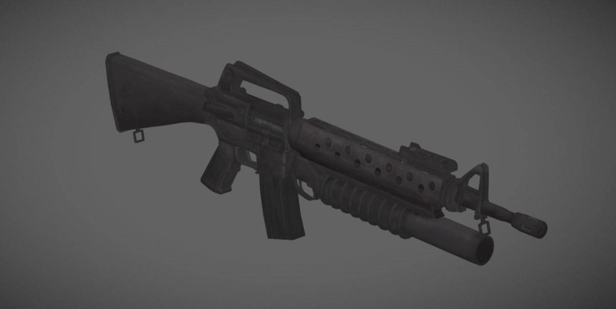 Colt M16A1 with m203 granade launcher I M16 Low-poly 3D model_2