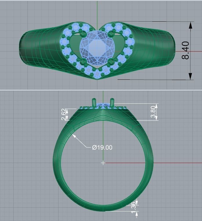 Heart engagement  ring  3D print model_4