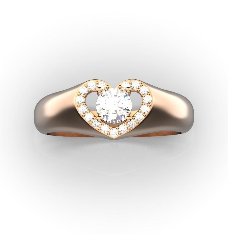 Heart engagement  ring  3D print model_1