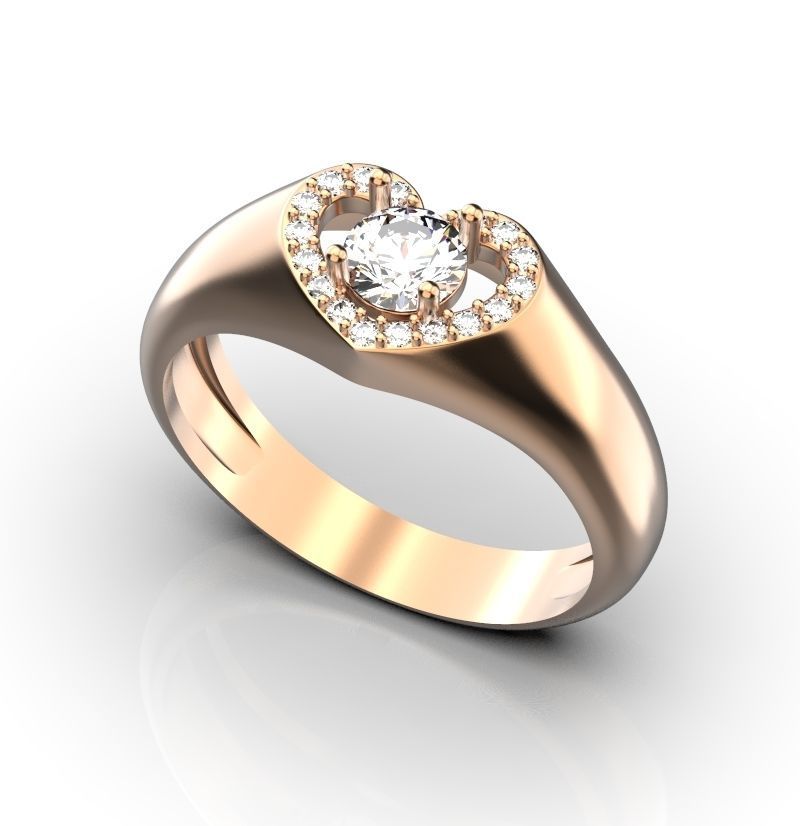 Heart engagement  ring  3D print model_2
