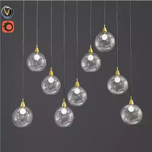 Firefly 9 Bulb Nickel Pendant Light 3D model