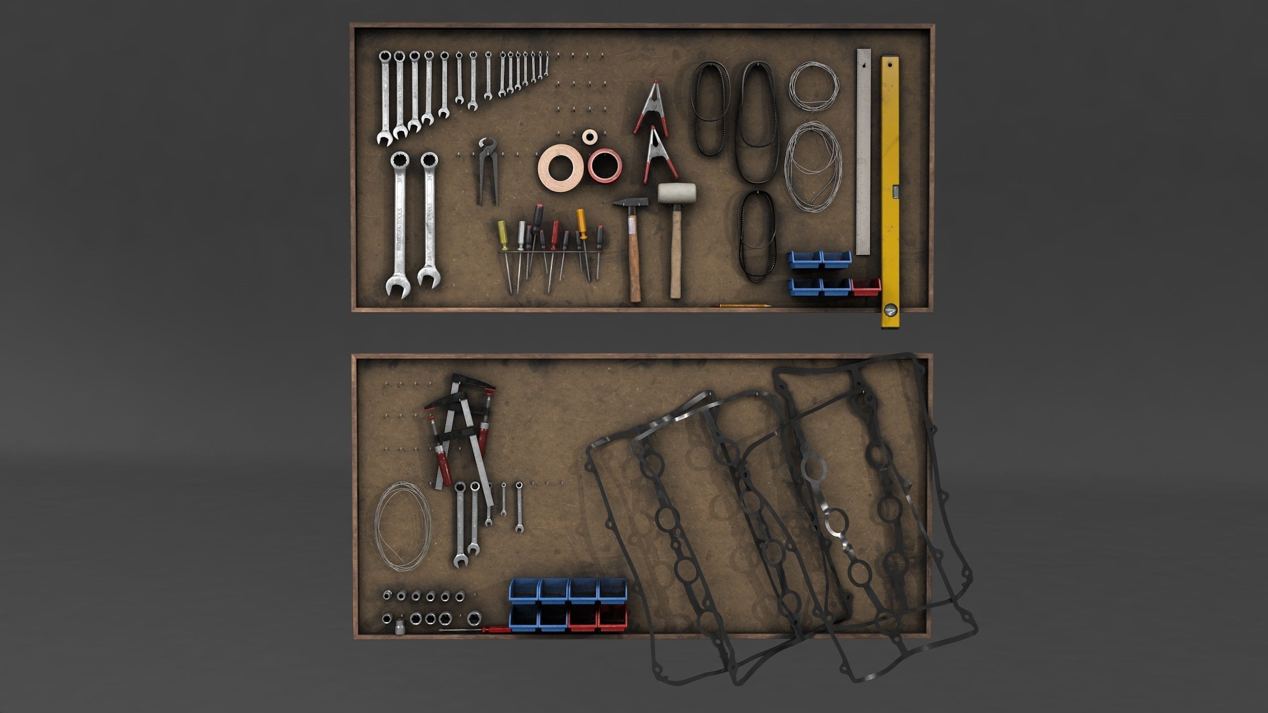 tool wall Low-poly 3D model_1