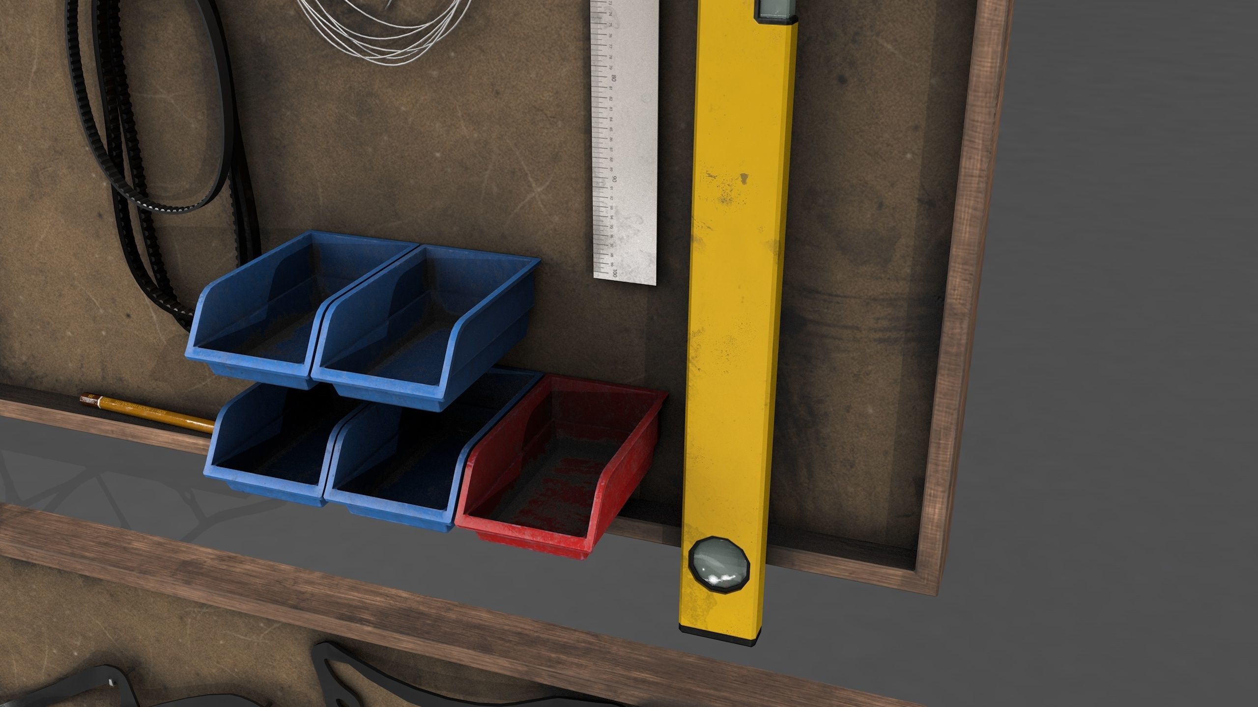 tool wall Low-poly 3D model_10