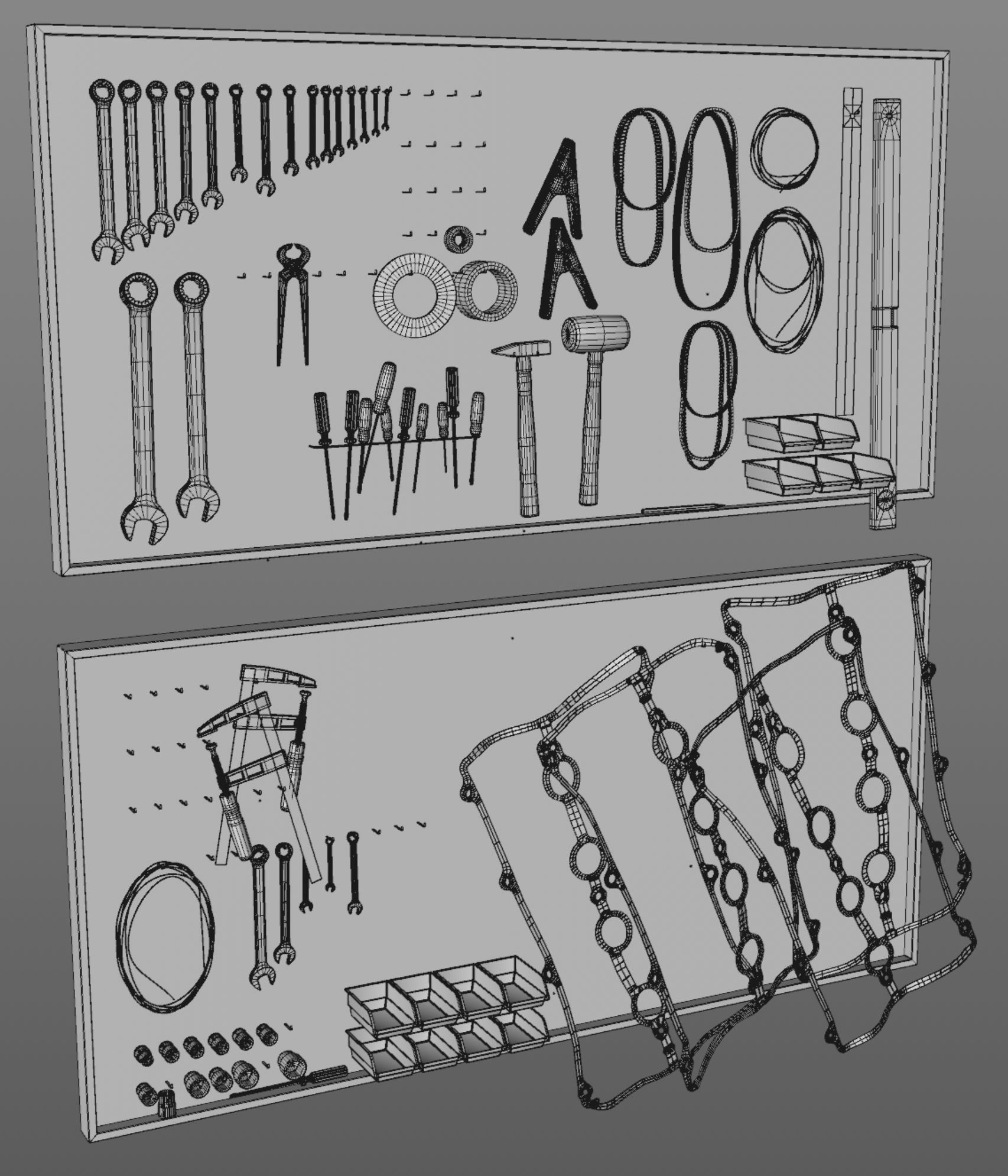 tool wall Low-poly 3D model_11
