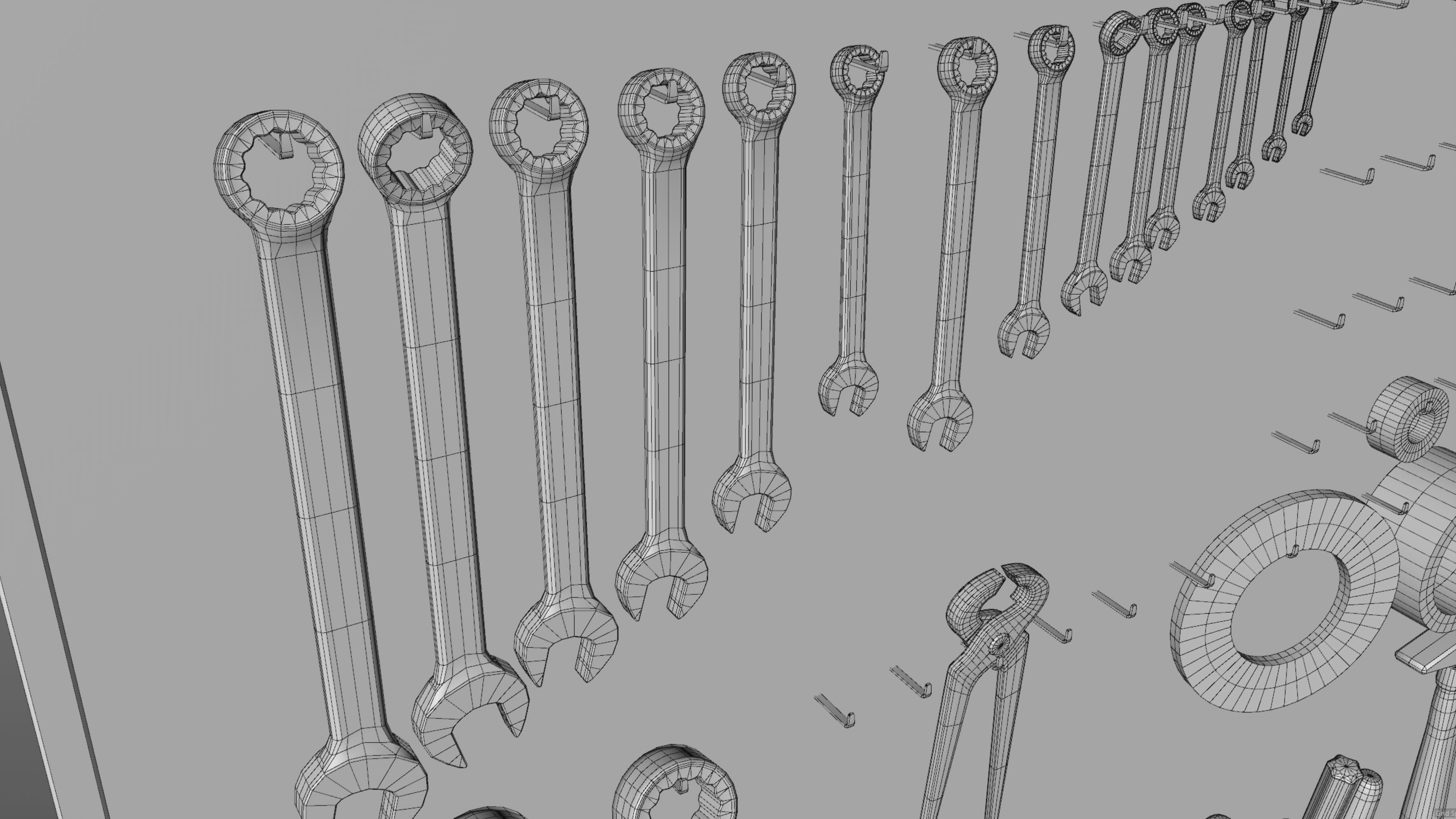 tool wall Low-poly 3D model_18