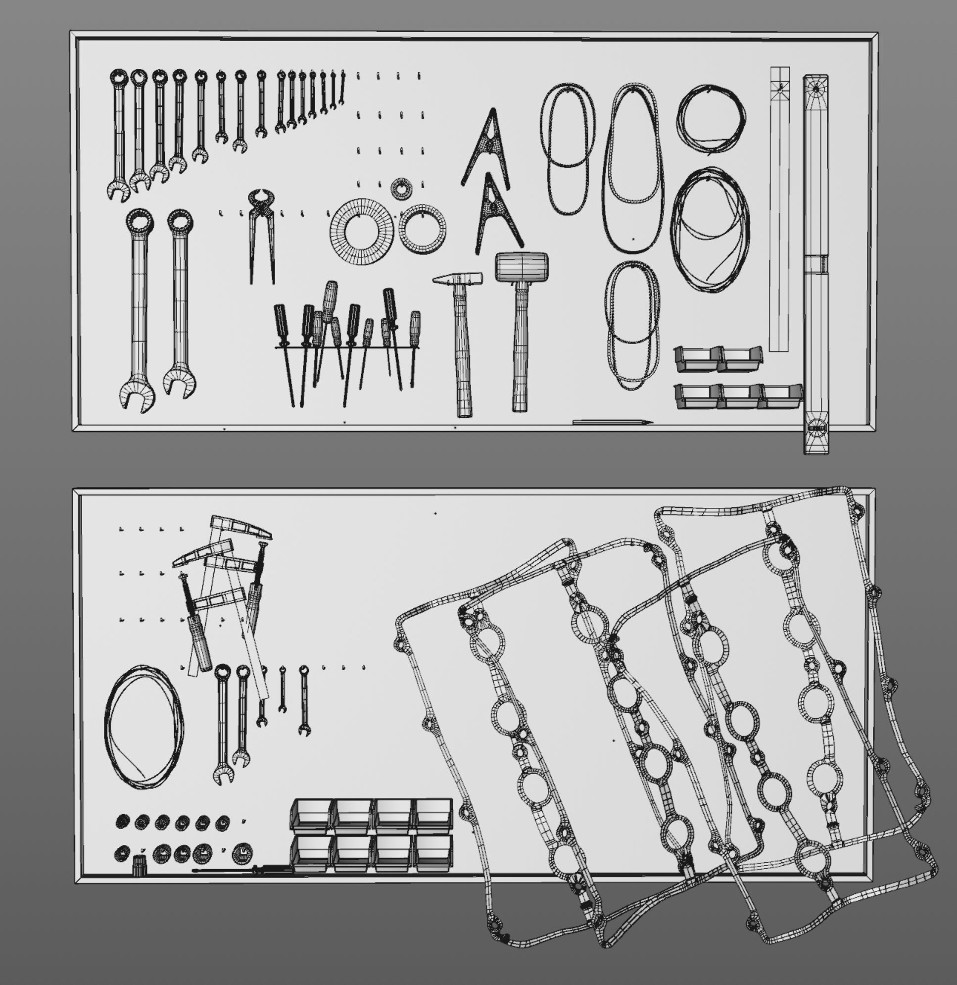 tool wall Low-poly 3D model_12