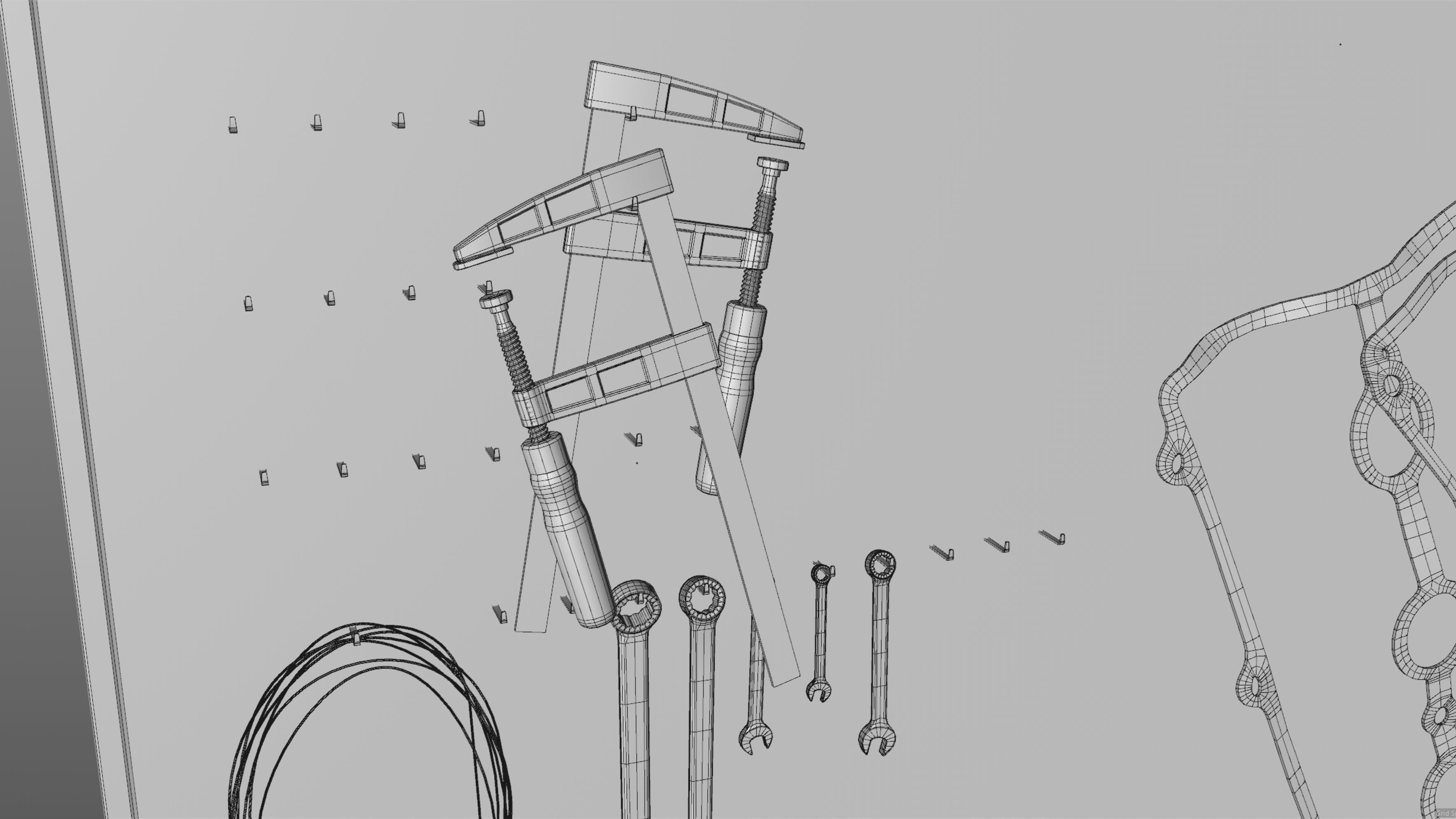 tool wall Low-poly 3D model_14