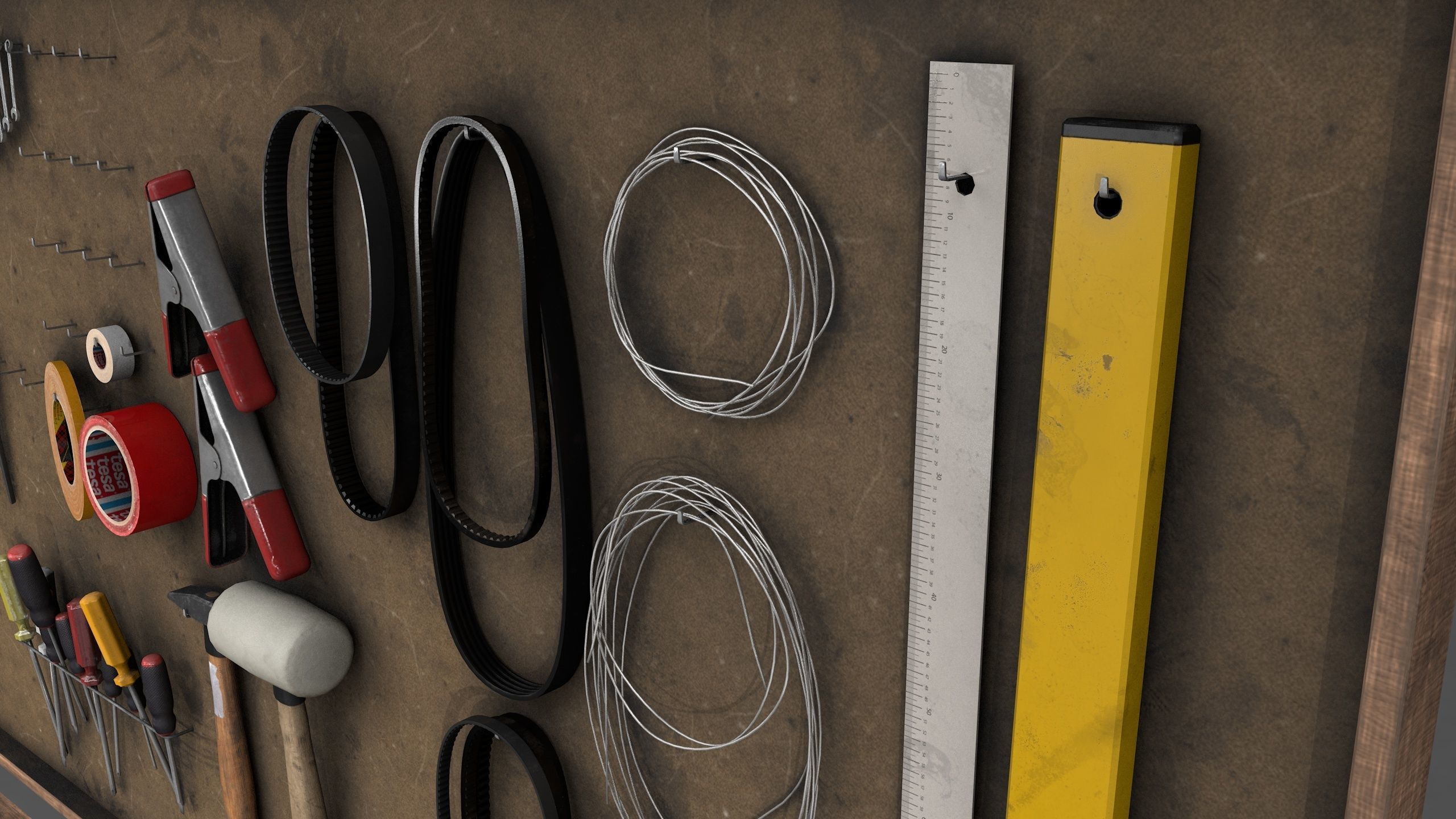 tool wall Low-poly 3D model_6