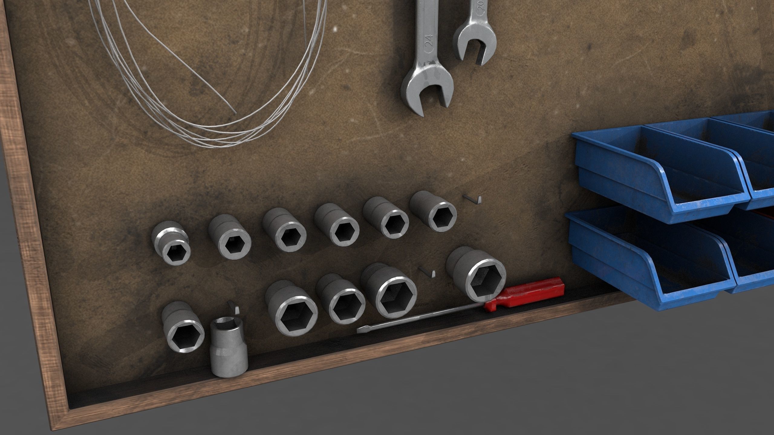 tool wall Low-poly 3D model_9