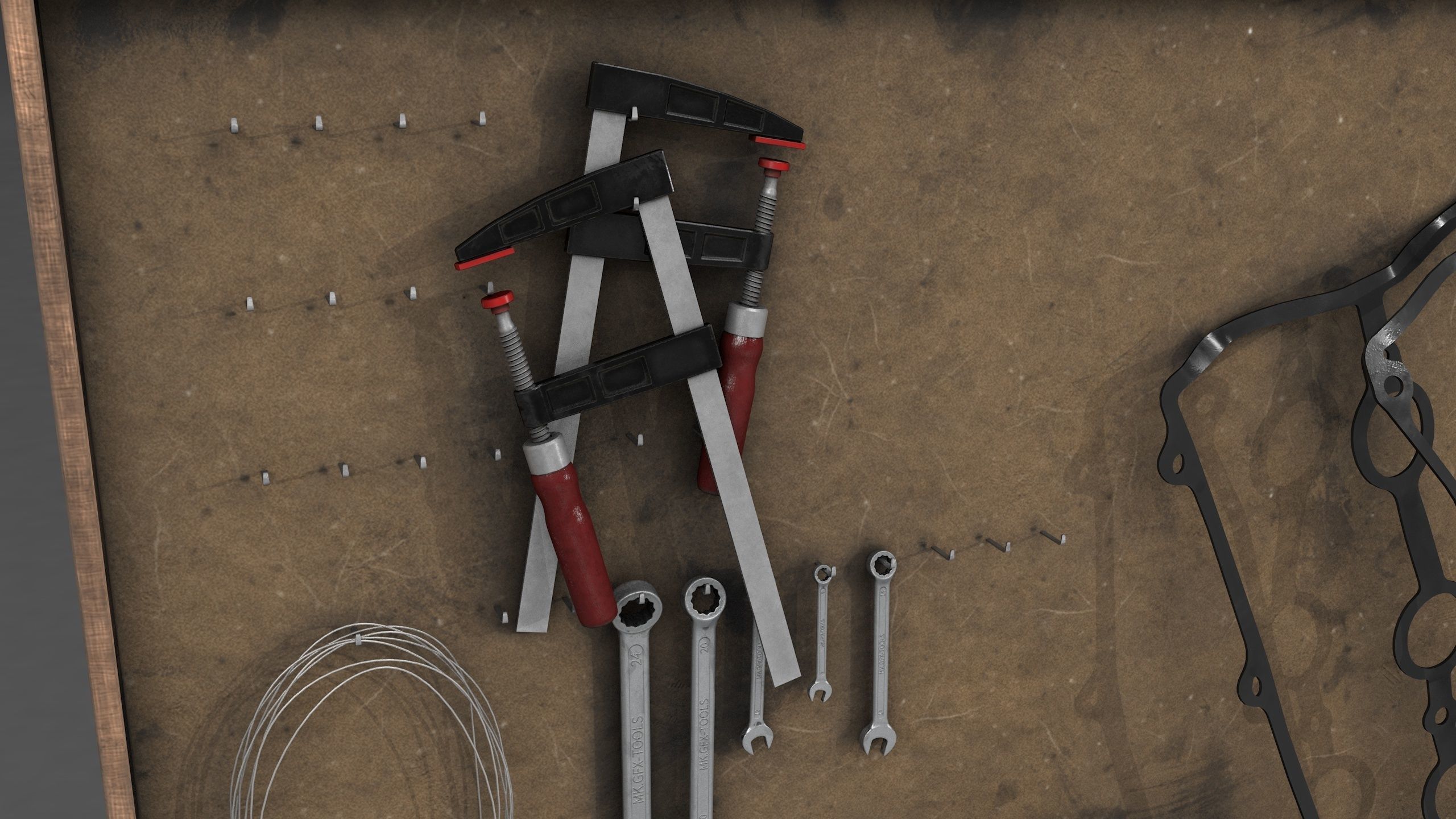 tool wall Low-poly 3D model_4