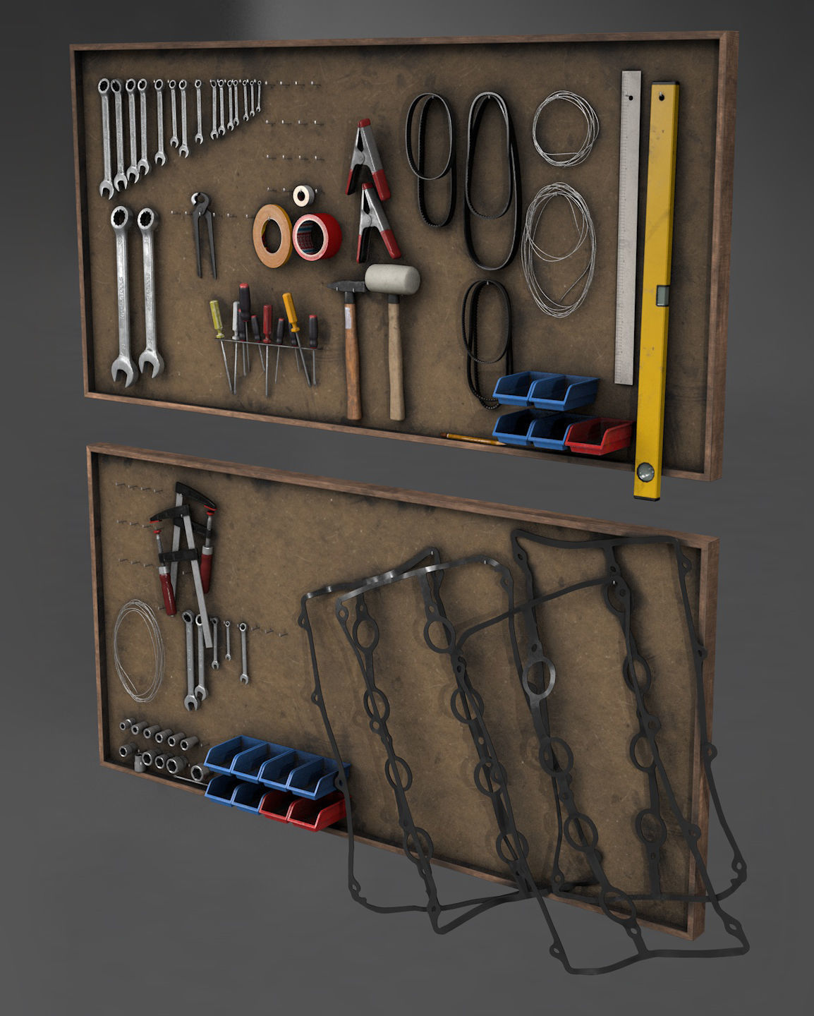 tool wall Low-poly 3D model_2