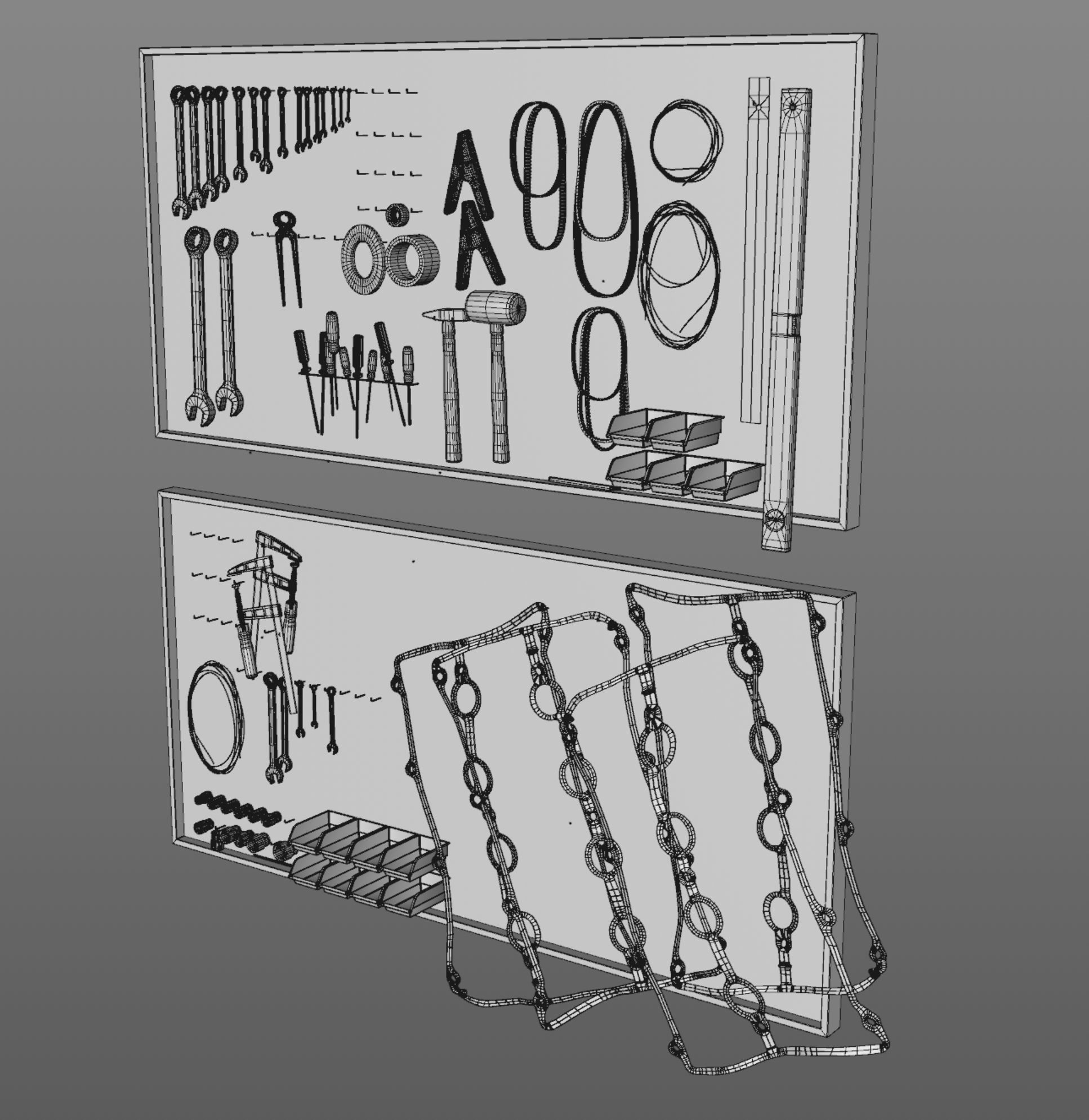 tool wall Low-poly 3D model_13