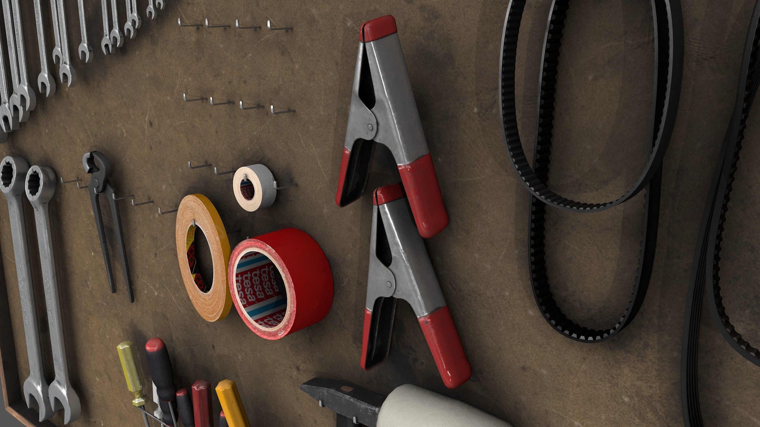 tool wall Low-poly 3D model_8