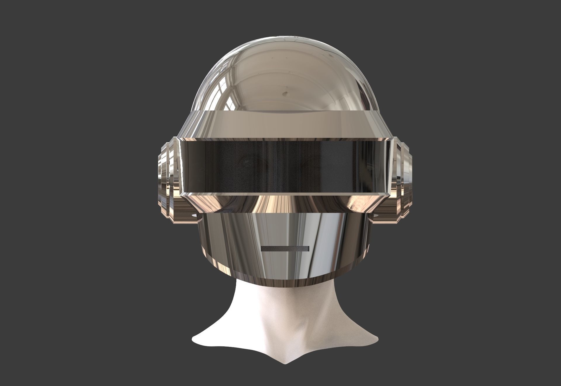 Daft Punk Silver Helmet 3D print model_2