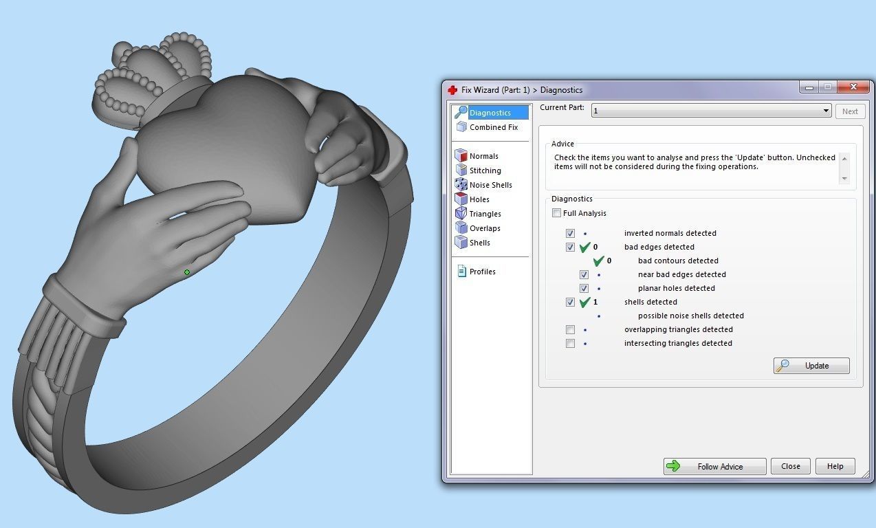 claddagh ring number three 3D print model_5