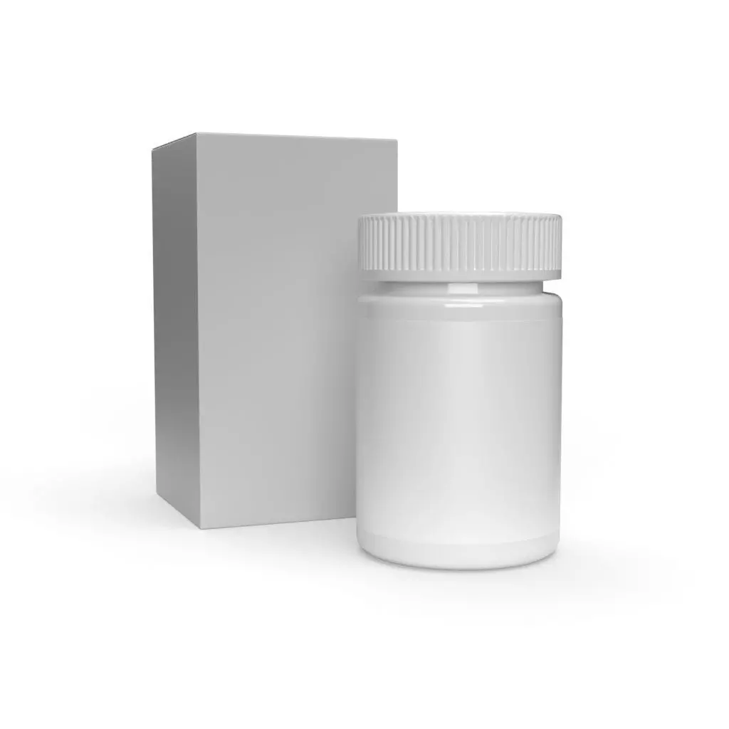 Pill Medicine Supplement Bottle with Safety Lid and Box 3D model_0