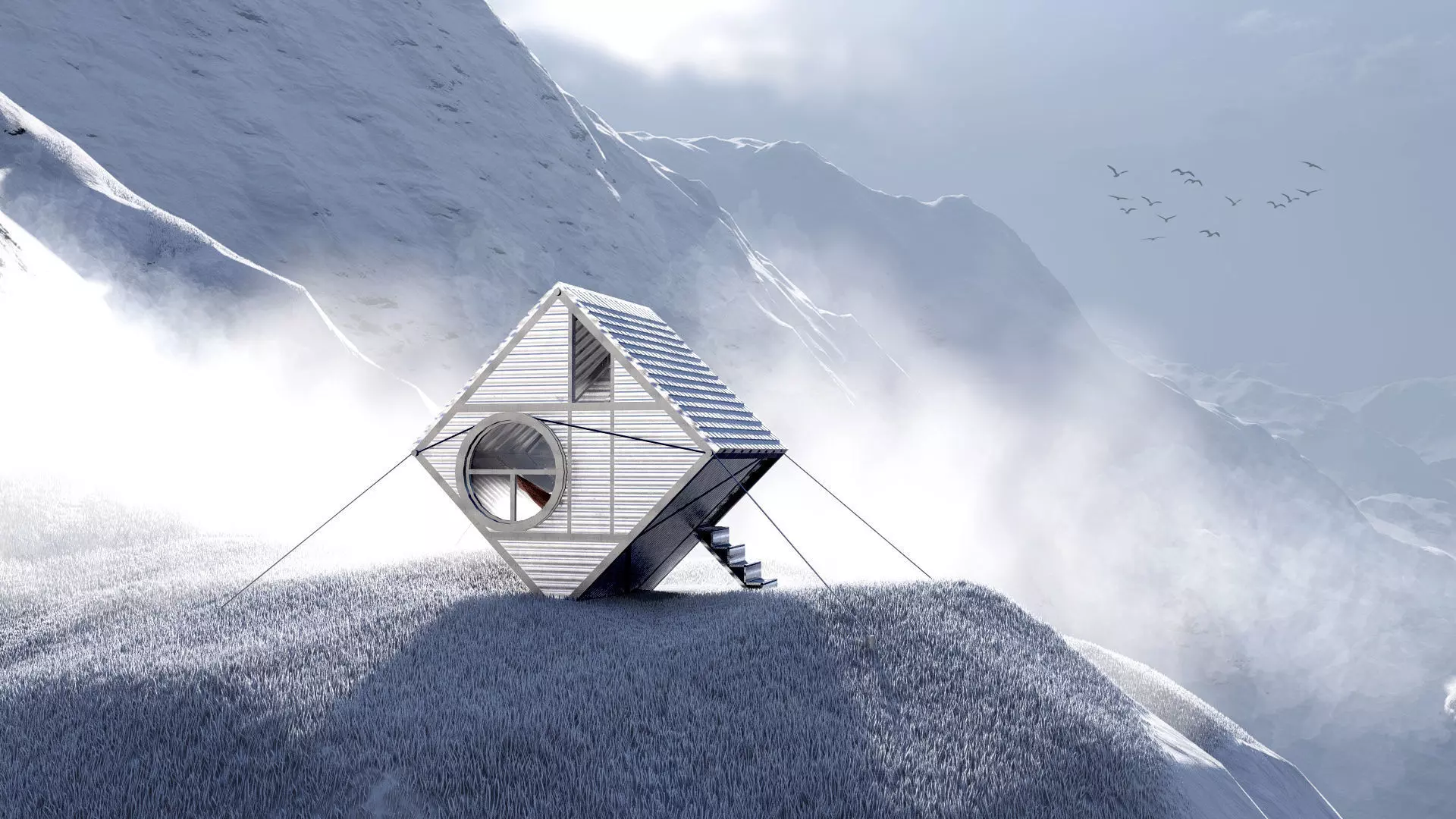 Modern Mountain Shelter Bivouac House 3D model