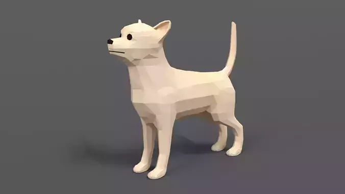 Low Poly Cartoon Chihuahua Dog