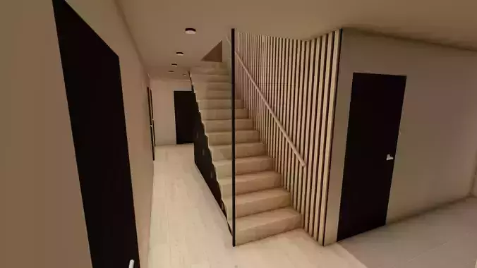 Stairs with and without glass wall Free 3D model