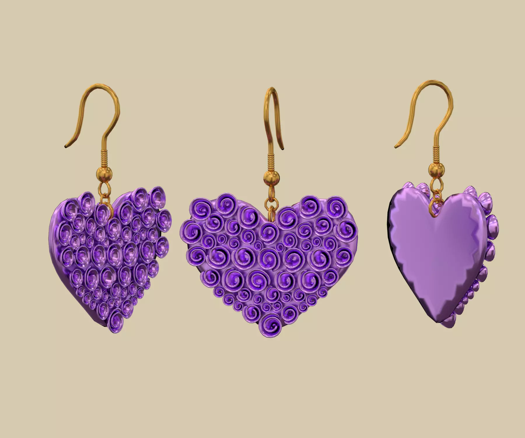 Heart earrings 3D model_0