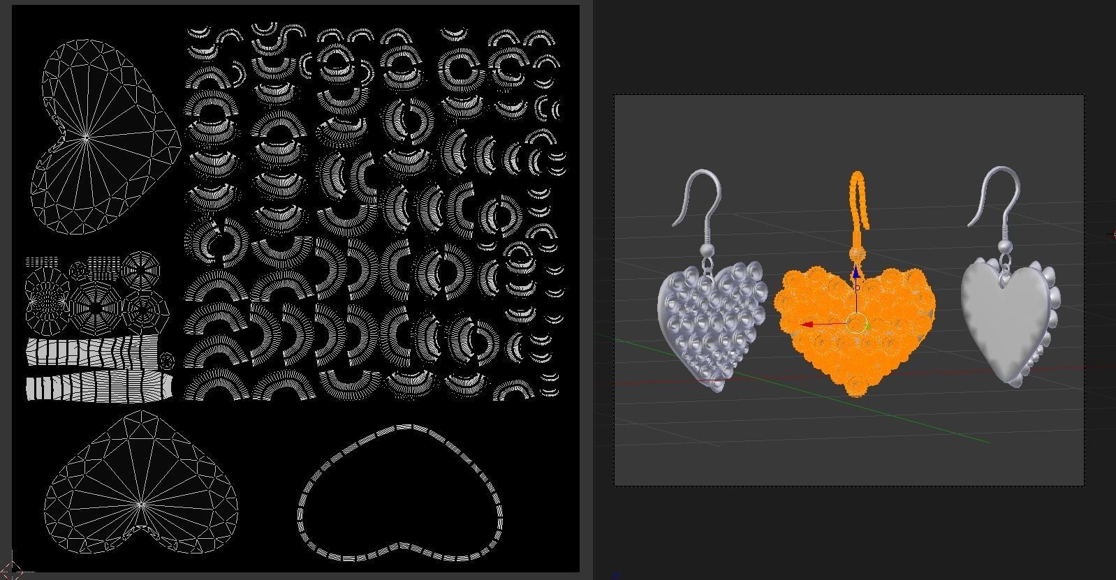 Heart earrings 3D model_3