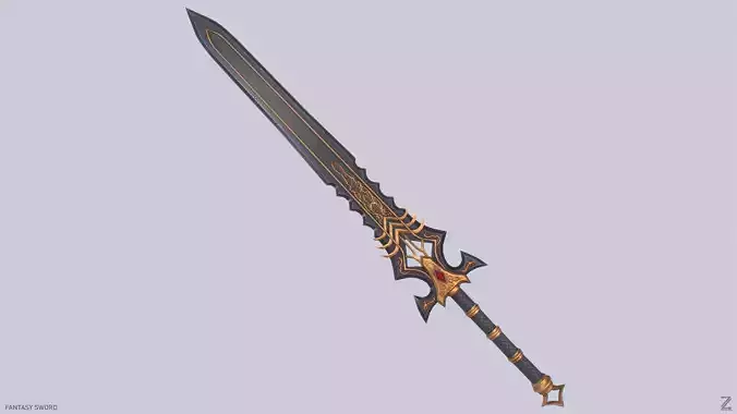 Fantasy sword Low-poly 3D model
