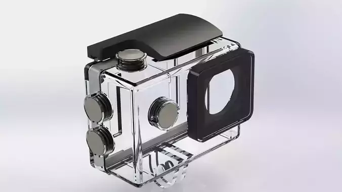 action camera with waterproof box to scale