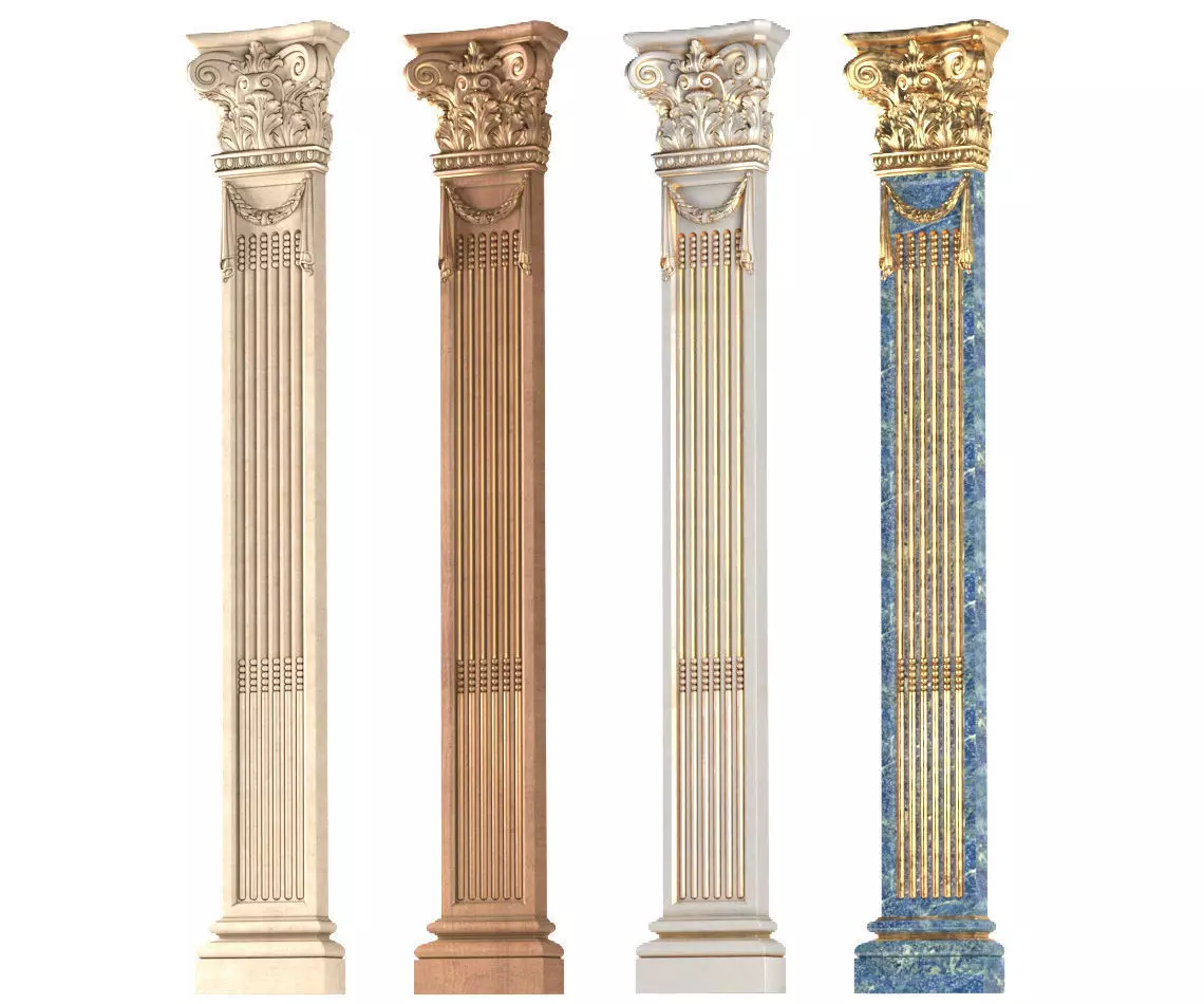 Pilaster Column in classic style 3D model_0
